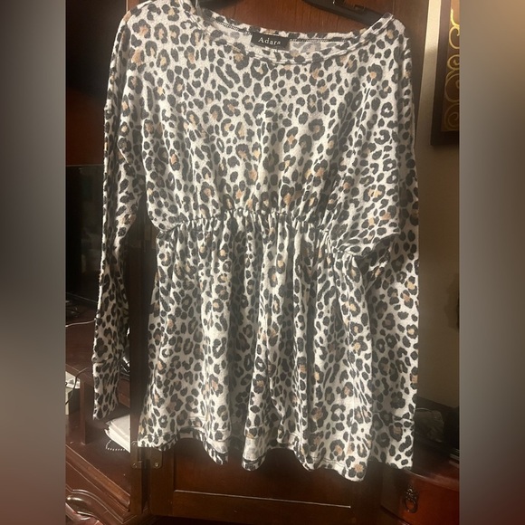 Adara Tops - Leopard Print Women's Top - Black and Brown